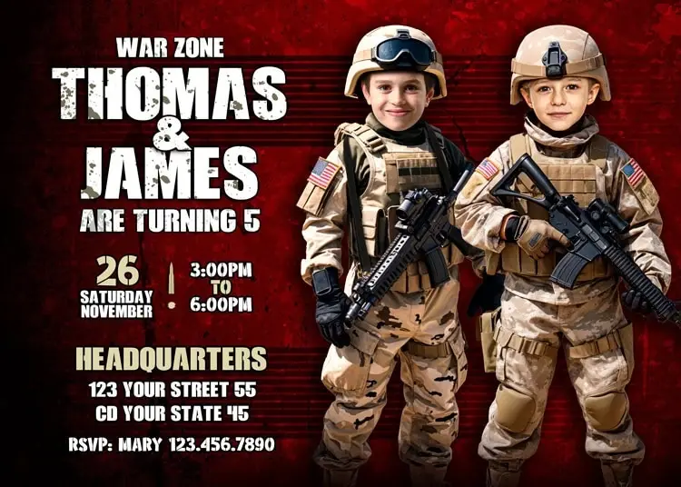 Invitation with matching banner and welcome sign for cohesive look