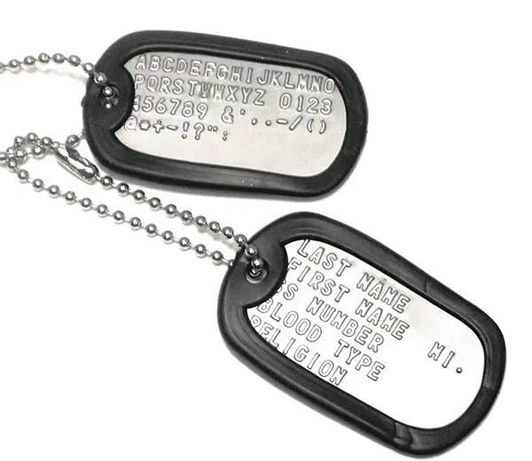 Dog tag keychains and 'energy ration' snack packs