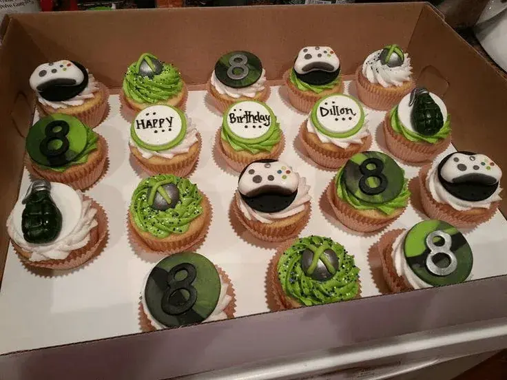 Camo buttercream sheet cake with dog tag detail