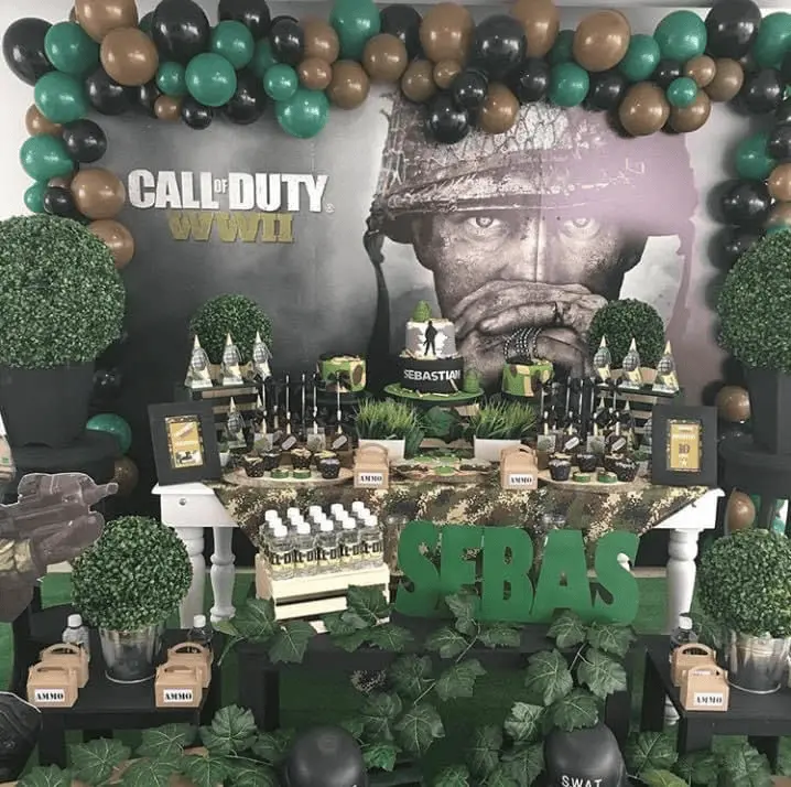 Camouflage color palette with safety-orange accents for shooter theme