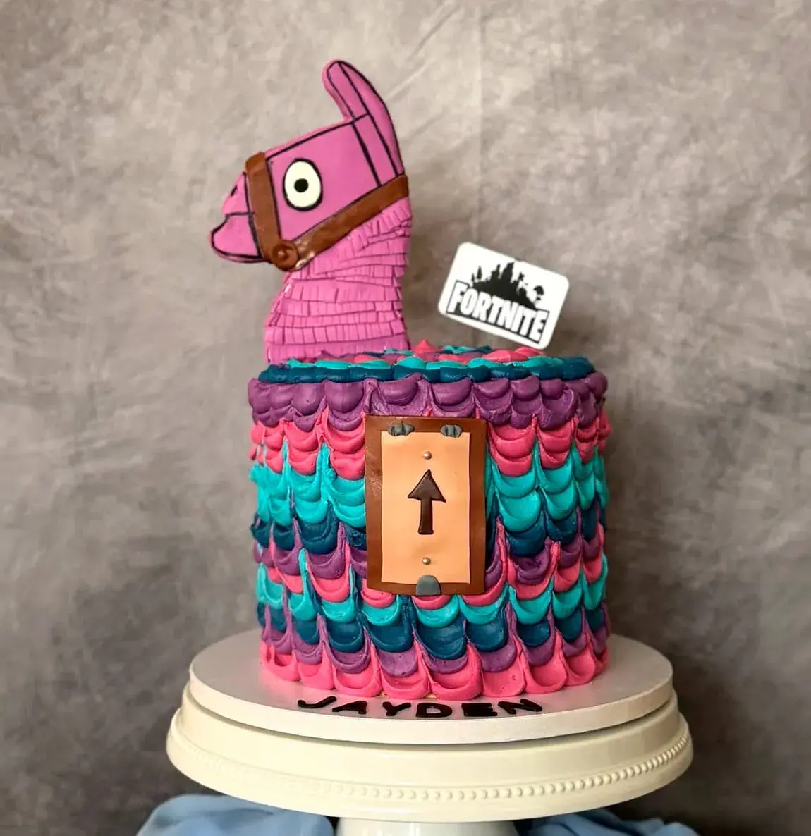 Fortnite cupcakes with pickaxe and shield toppers