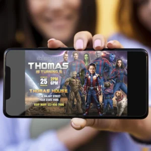 Guardians of the Galaxy Birthday Photo Invitation – Personalized Superhero Photo Card (24h Delivery) – Digital Download