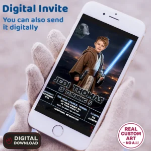 Star Wars Birthday Invitation with Photo – Personalized Jedi Kid Edition (24h Delivery) – Digital Download