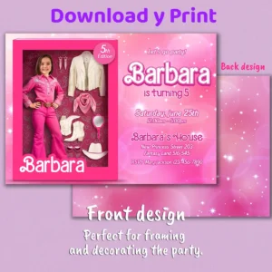 Barbie Rodeo Birthday Photo Invitation