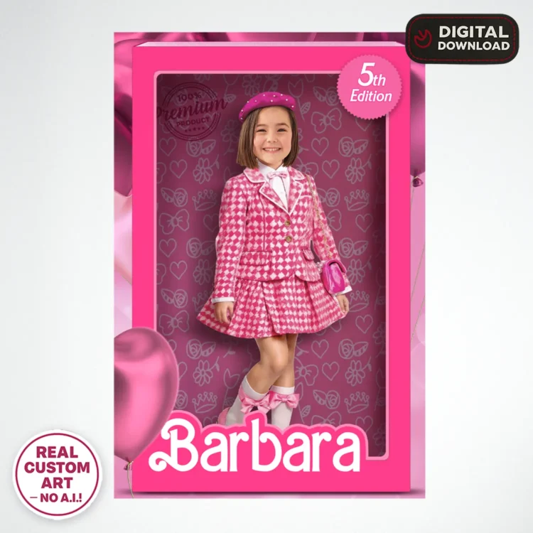 Barbie Birthday Welcome Sign with Photo – Personalized Barbie Birthday Decoration (24h Delivery) – Digital Download