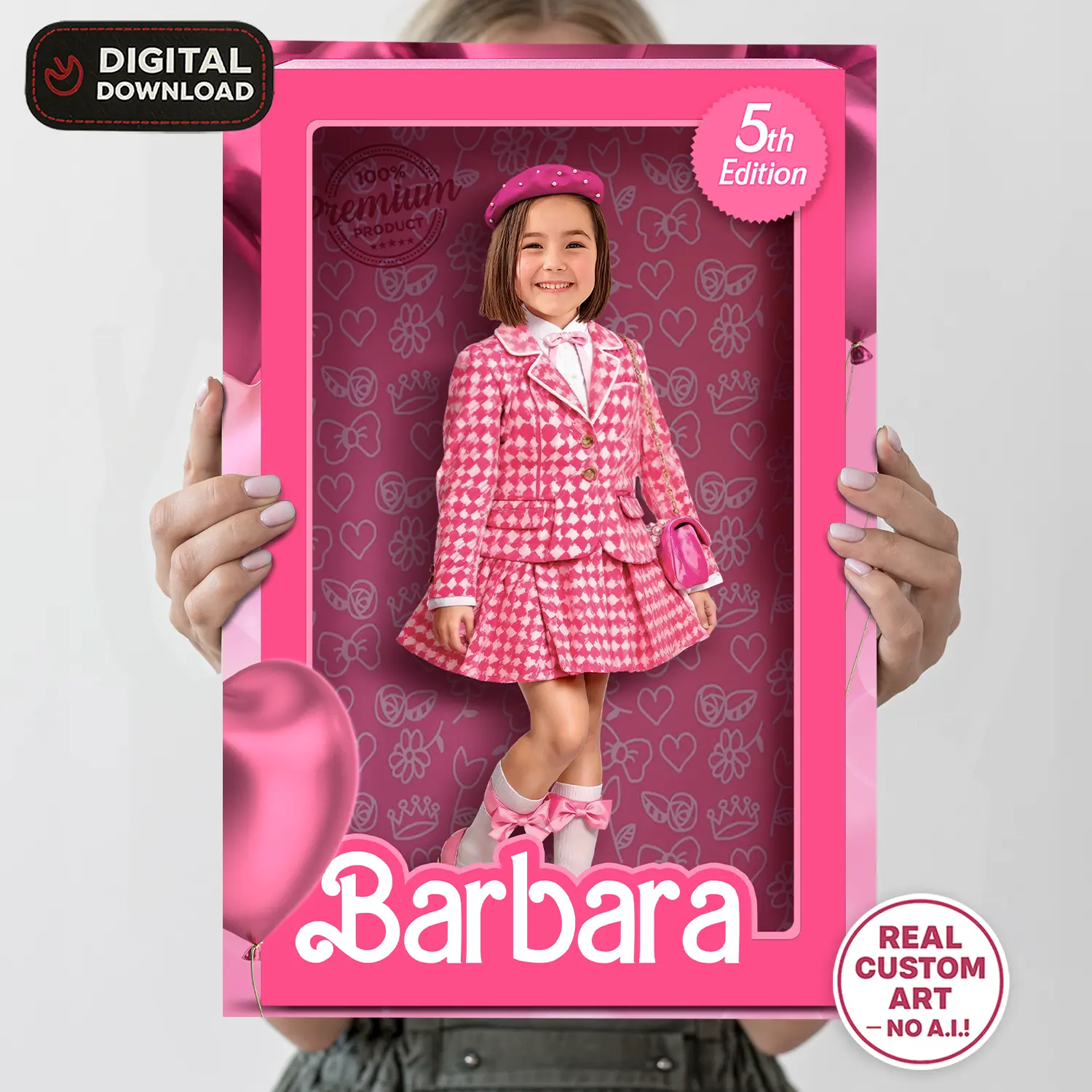 Barbie Birthday Welcome Sign with Photo – Personalized 16×24 Vertical (24h Delivery) – Digital Download