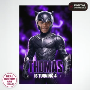 Black Panther Welcome Sign with Photo – Personalized 16×24 Vertical (24h Delivery) – Digital Download