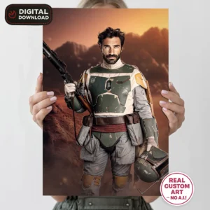 Boba Fett–Inspired Custom Photo Portrait for Adults – Unique Personalized Gift (24h Delivery) – Digital Download