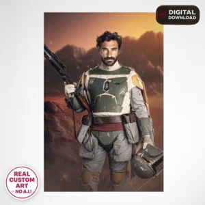 Boba Fett–Inspired Custom Photo Portrait for Adults – Unique Personalized Gift (24h Delivery) – Digital Download