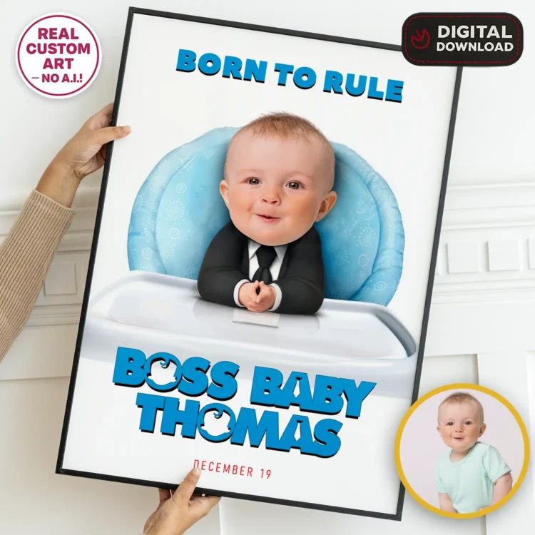 Boss Baby Birthday Photo Welcome Sign – Personalized (24h Delivery) – Digital Download