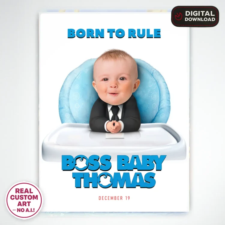 Boss Baby Birthday Photo Welcome Sign – Personalized (24h Delivery) – Digital Download