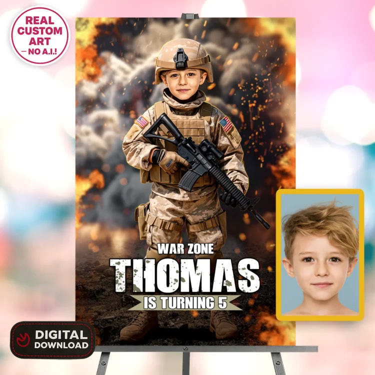 Call of Duty Welcome Sign with Photo – Personalized Call of Duty Party Deco (24h Delivery) – Digital Download