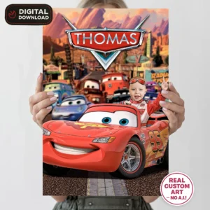 Cars Birthday Photo Welcome Sign | Personalized Lightning McQueen Party Poster