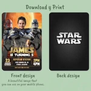 Star Wars Clone Troopers Birthday Photo Invitation – Personalized Trooper Photo Card (24h Delivery) – Digital Download