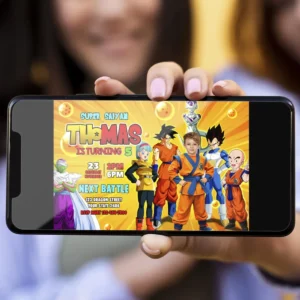 Dragon Ball Goku Birthday Photo Invitation – Personalized Manga Photo Card (24h Delivery) – Digital Download