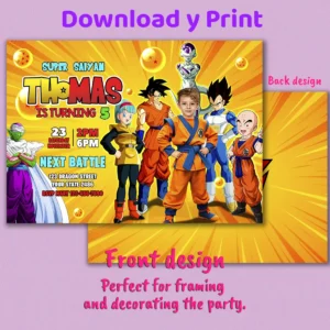 Dragon Ball Goku Birthday Photo Invitation – Personalized Manga Photo Card (24h Delivery) – Digital Download