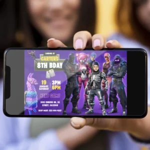 Fortnite Birthday Invitation with Photo – Personalized 5×7 Horizontal (24h Delivery) – Digital Download