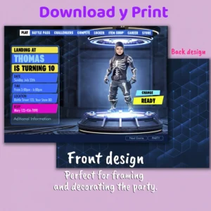 Fortnite Birthday Battle Royal Photo Invitation – Character Selection Screen Edition (24h Delivery) – Digital Download