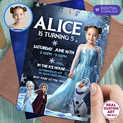 Frozen photo birthday invitation 5x7