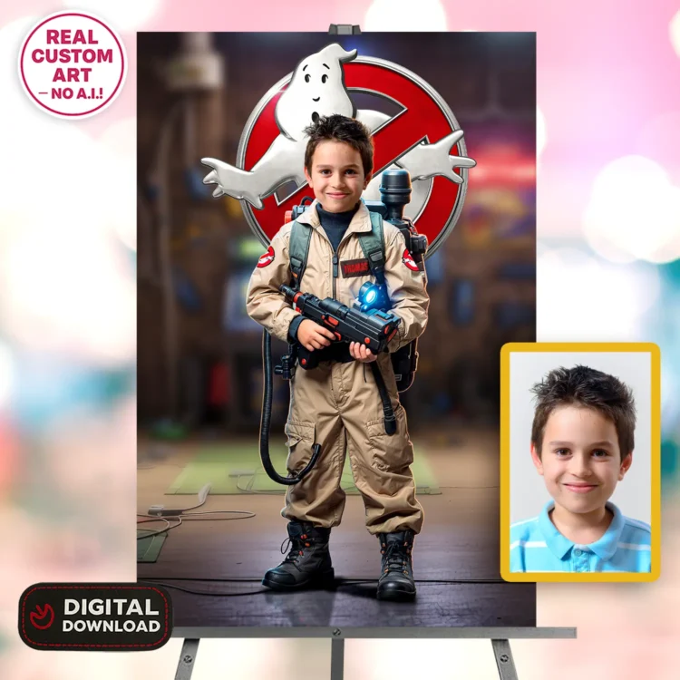 Ghostbusters Personalized Portrait with Photo – Custom Ghostbusters Wall Art (24h Delivery) – Personalized Ghostbusters Gifys – Digital Download