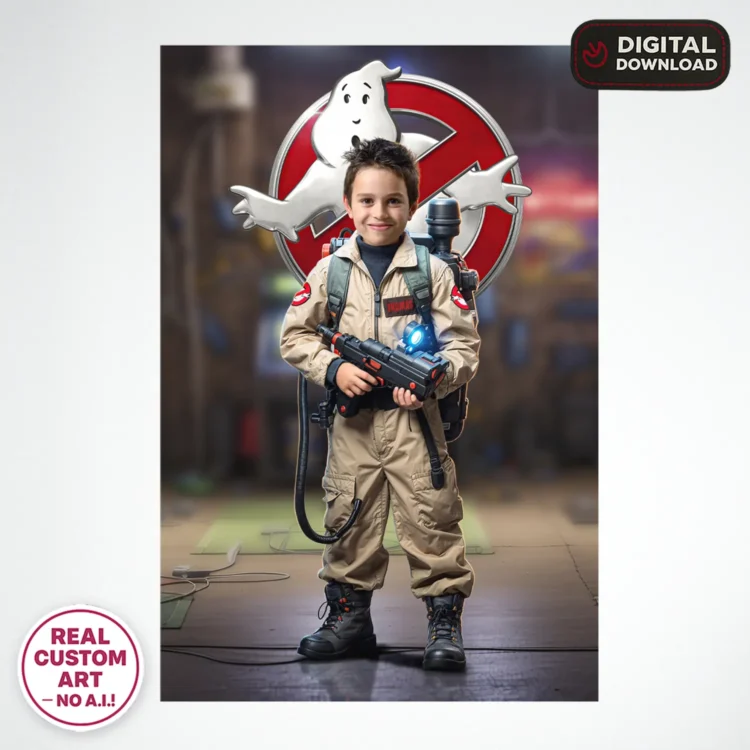 Ghostbusters Personalized Portrait with Photo – Custom Ghostbusters Wall Art (24h Delivery) – Personalized Ghostbusters Gifys – Digital Download