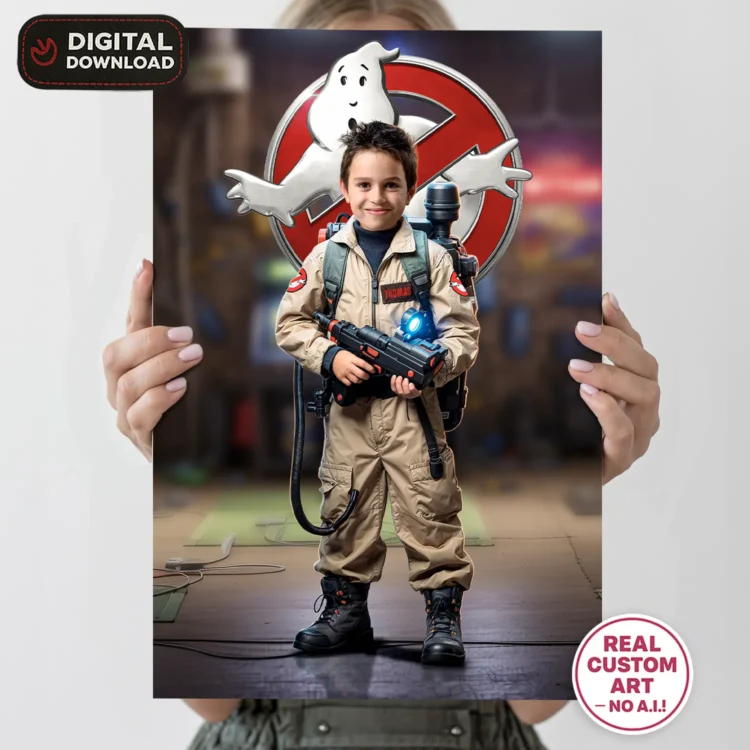 Ghostbusters Personalized Portrait with Photo – Custom Ghostbusters Wall Art (24h Delivery) – Personalized Ghostbusters Gifys – Digital Download