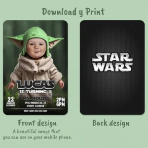 Star Wars Grogu Birthday Invitation with Photo