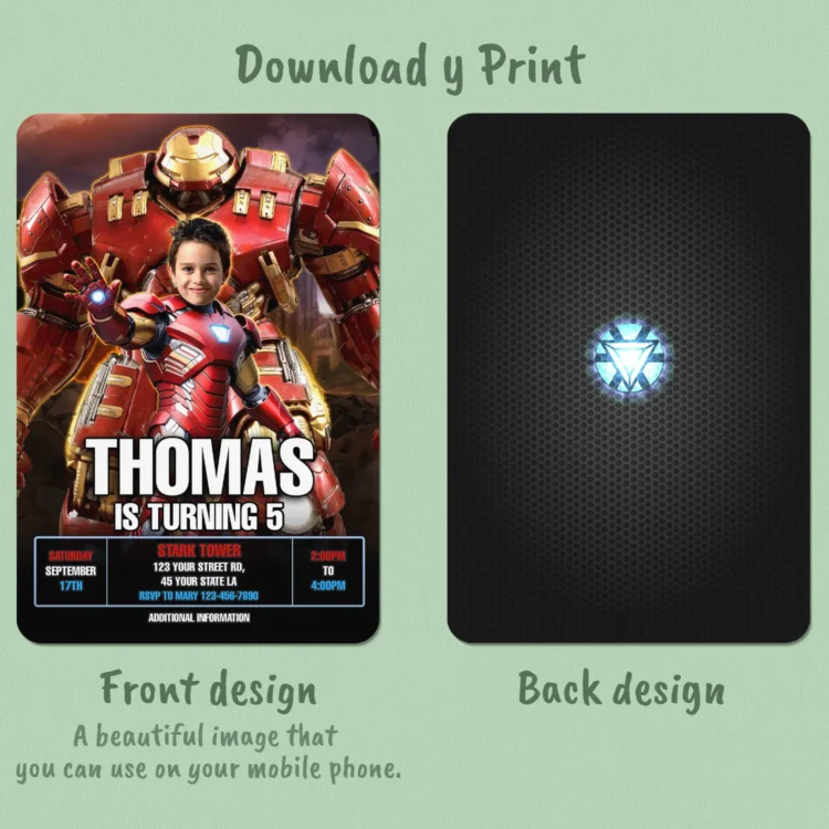 personalized-ironman-photo-invitation-and-party-deco-ironam-kids-birthday-ironman-photo-card-Hulkbuster-1 Iron Man Hulkbuster Birthday Invitation with Photo – Personalized Superhero Design (24 h Delivery) – Digital Download