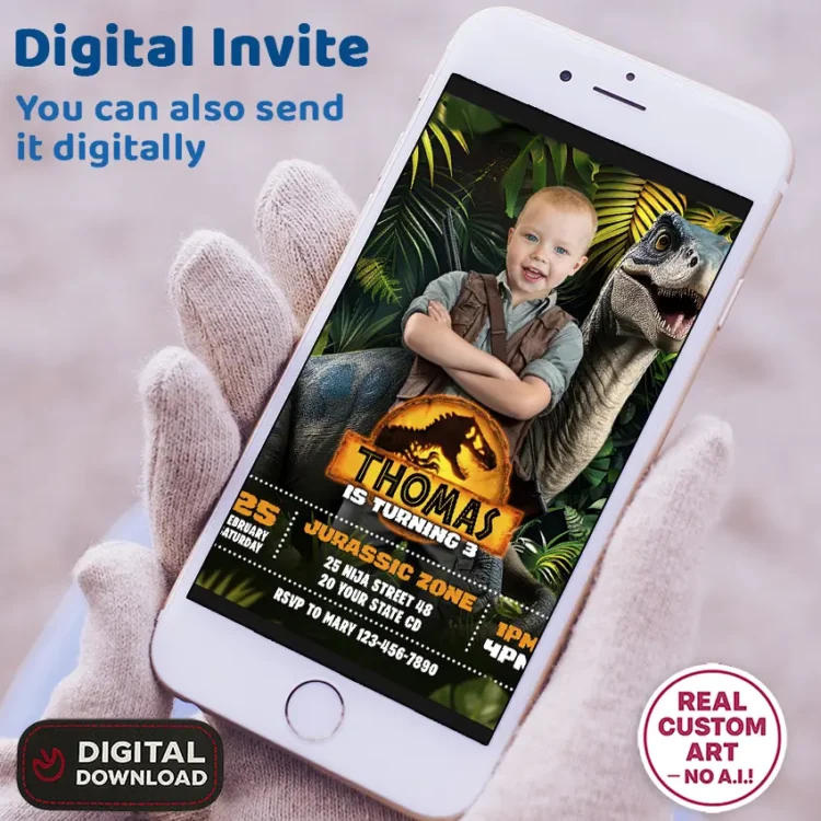 Jurassic World Birthday Photo Invitation