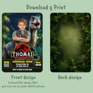 Jurassic Birthday Photo Invitation