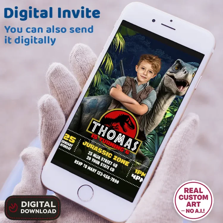 Jurassic Birthday Photo Invitation