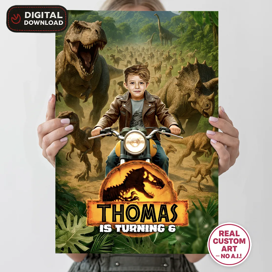 Jurassic Park Photo Welcome Sign – Personalized Dinosaur Party Decorations (24h Delivery) – Digital Download