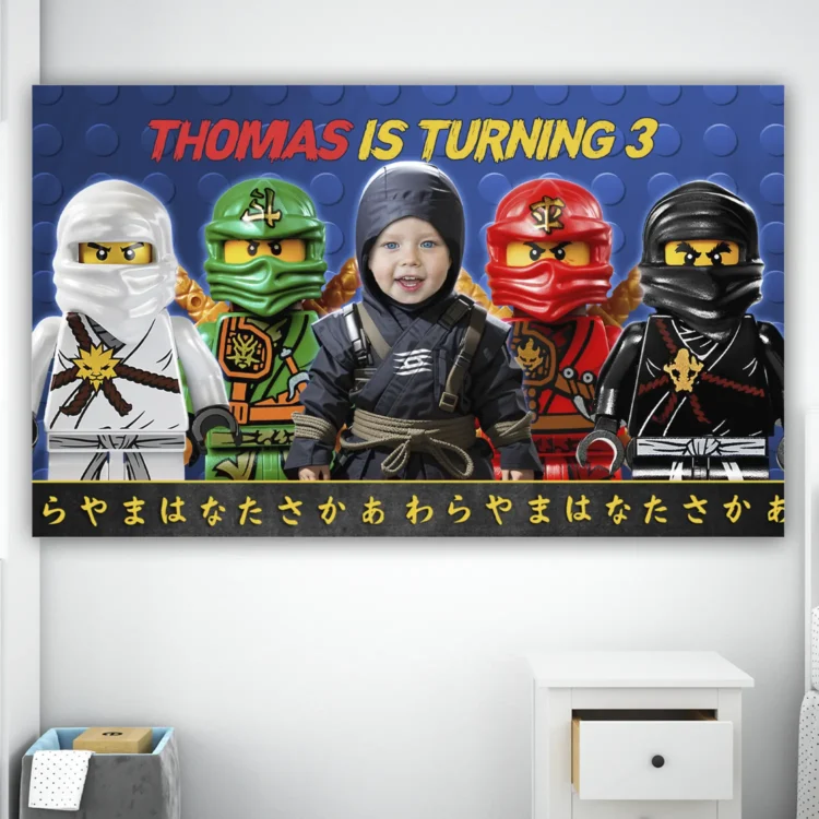 LEGO Ninjago Birthday Banner with Photo – Personalized Ninja Party Banner (24h Delivery) – Digital Download