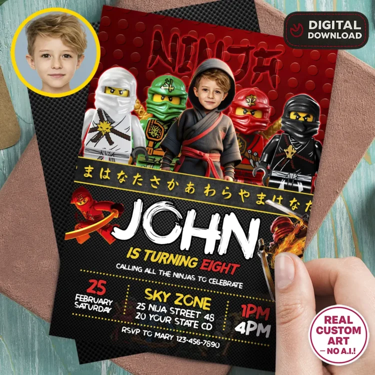 LEGO Ninjago Birthday Photo Invitation – Personalized Ninja Edition (24h Delivery) – Digital Download