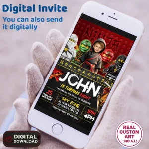 LEGO Ninjago Birthday Photo Invitation – Personalized Ninja Edition (24h Delivery) – Digital Download