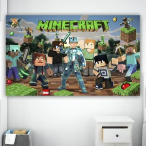 Minecraft Diamond Armor Birthday Banner with Photo – Personalized Gamer Party Banner (24h Delivery) – Digital Download