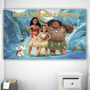 Moana Birthday Banner with Photo – Personalized Moana Banner (24 h Delivery) – Digital Download