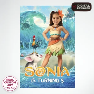 personalized-moana-photo-welcome-sign-and-party-deco-moana-kids-birthday-party-kids-moana-girls-3 Moana Welcome Sign with Photo – Personalized 16×24 Vertical (24h Delivery) – Digital Download