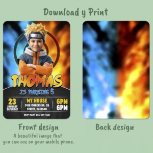 Naruto Birthday Invitation with Photo – Personalized Ninja Photo Card (24h Delivery) – Digital Download
