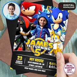 Sonic photo birthday invitation 5x7