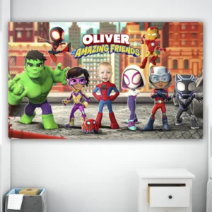 Spidey and His Amazing Friends Birthday Banner with Photo – Personalized 36×24 Horizontal (24 h Delivery) – Digital Download
