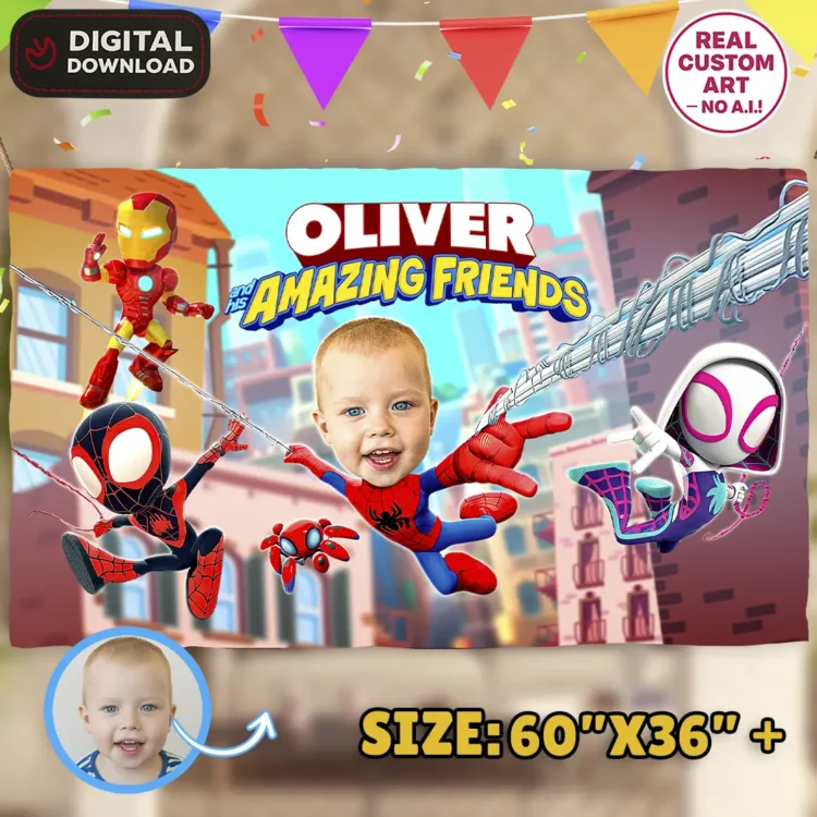 Spidey and His Amazing Friends Birthday Photo Banner