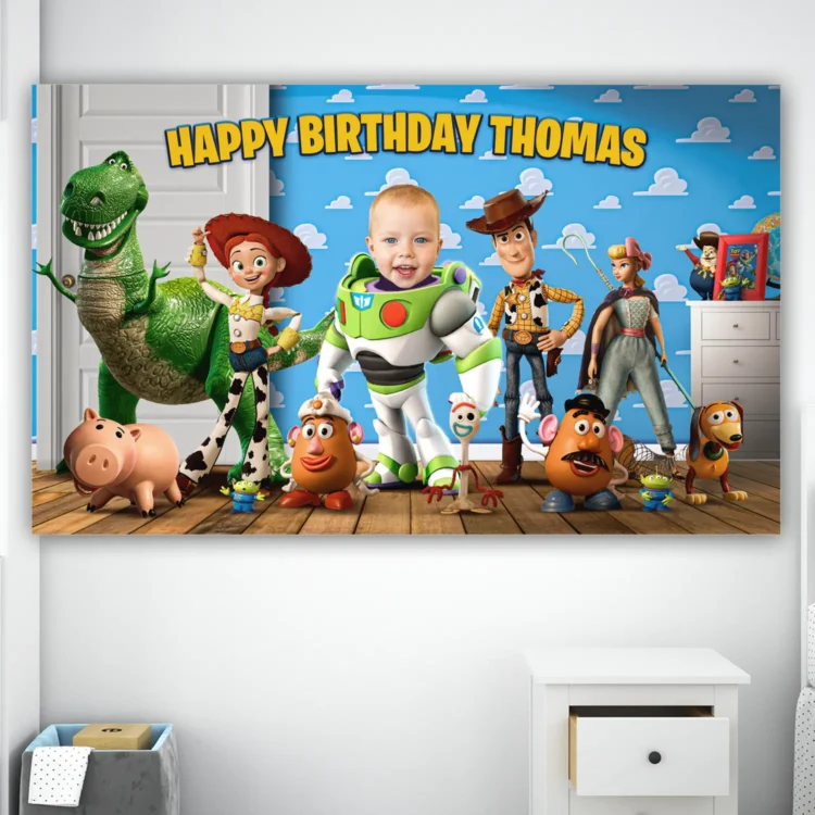 Toy Story Birthday Banner with Photo – Personalized Buzz Lightyear Party Banner (24h Delivery) – Digital Download