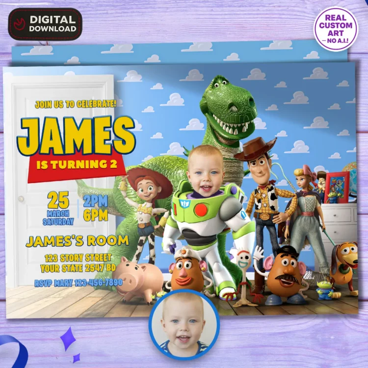 personalized-toy-story-photo-invitation-and-party-deco-buzz-kids-birthday-party-kids-1 Toy Story Buzz Lightyear Birthday Invitation with Photo – Personalized 5×7 Horizontal (24h Delivery) – Digital Download