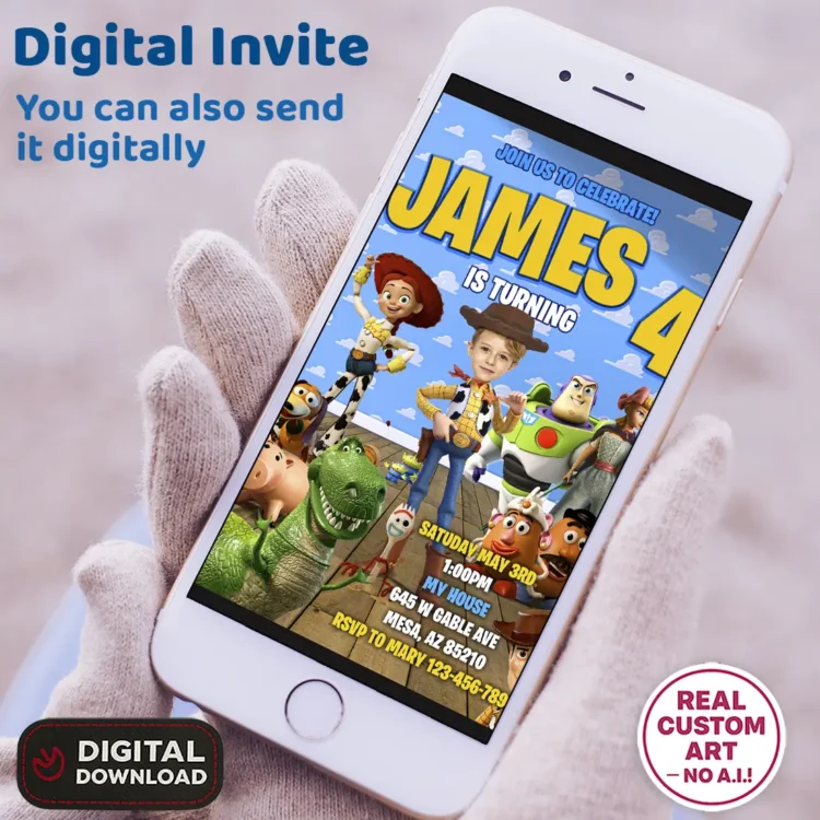 personalized-toy-story-photo-invitation-and-party-deco-buzz-kids-birthday-party-kids-budy-party-2 Toy Story Woody Birthday Photo Invitation β Personalized Sheriff Woody Photo Card (24h Delivery) β Digital Download