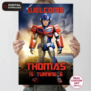 personalized-transformers-photo-welcome-sign-and-party-deco-optimus-prime-kids-birthday-3 Transformers Optimus Prime Birthday Photo Welcome Sign – Personalized Autobot Party Decor (24h Delivery) – Digital Download
