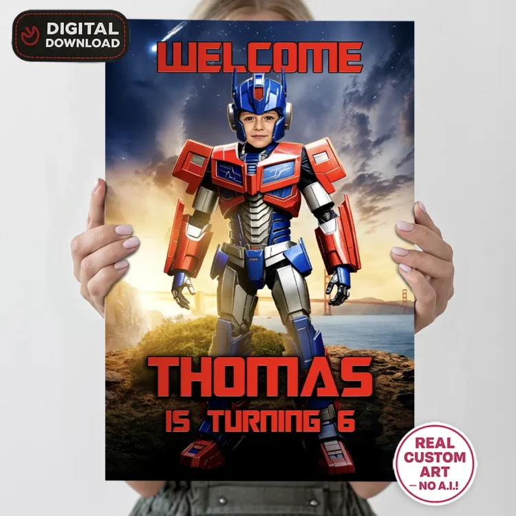 personalized-transformers-photo-welcome-sign-and-party-deco-optimus-prime-kids-birthday-3 Transformers Optimus Prime Birthday Photo Welcome Sign – Personalized Autobot Party Decor (24h Delivery) – Digital Download