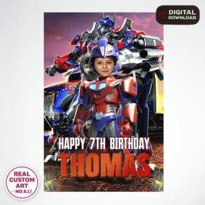 Transformers Optimus Prime Welcome Sign with Photo – Personalized 16×24 Vertical (24 h Delivery) – Digital Download