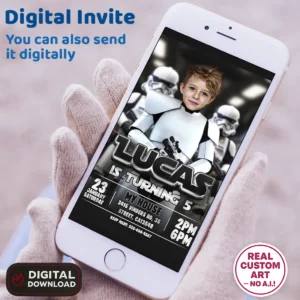 Star Wars Trooper Birthday Photo Invitation – Personalized Trooper Photo Card (24h Delivery) – Digital Download