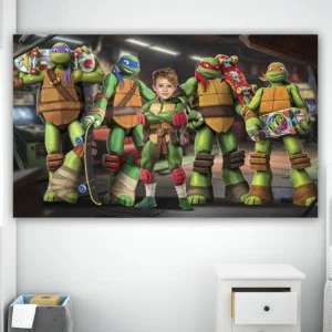Teenage Mutant Ninja Turtles Birthday Banner with Photo – Personalized Ninja Turtles Party Deco (24 h Delivery) – Digital Download